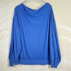 Free People We The Free Women’s Oversized Main Squeeze Hacci Top Blue Sz Medium
